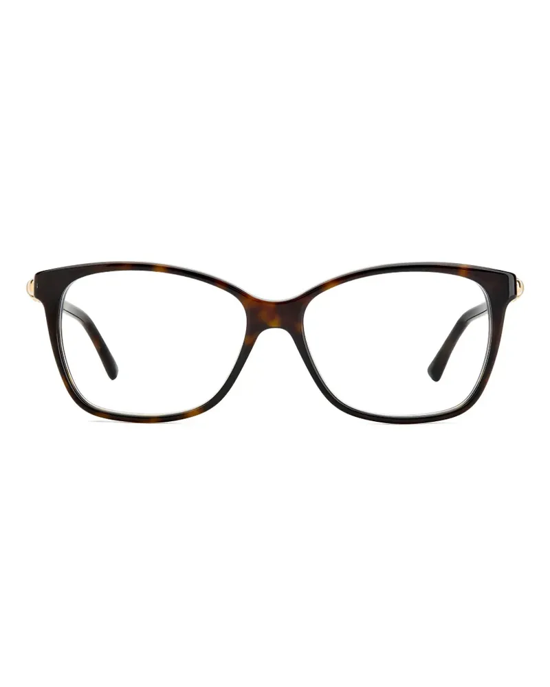 Jimmy Choo crystal-embellished rectangle-frame glasses - Braun Braun