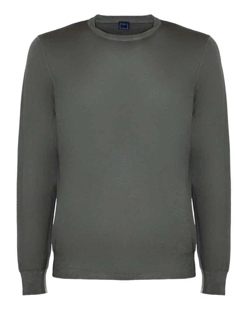 Fedeli Rundhals-Pullover mit geripptem Saum - Grün Grün