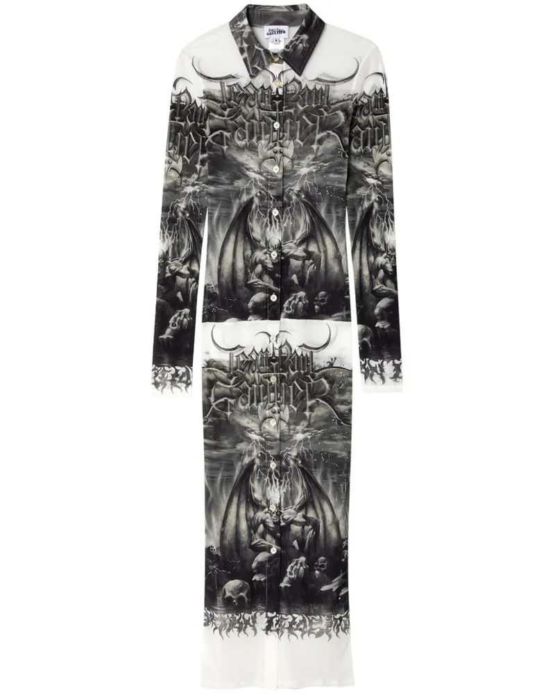 Jean Paul Gaultier Hemdkleid mit Diablo-Print Schwarz