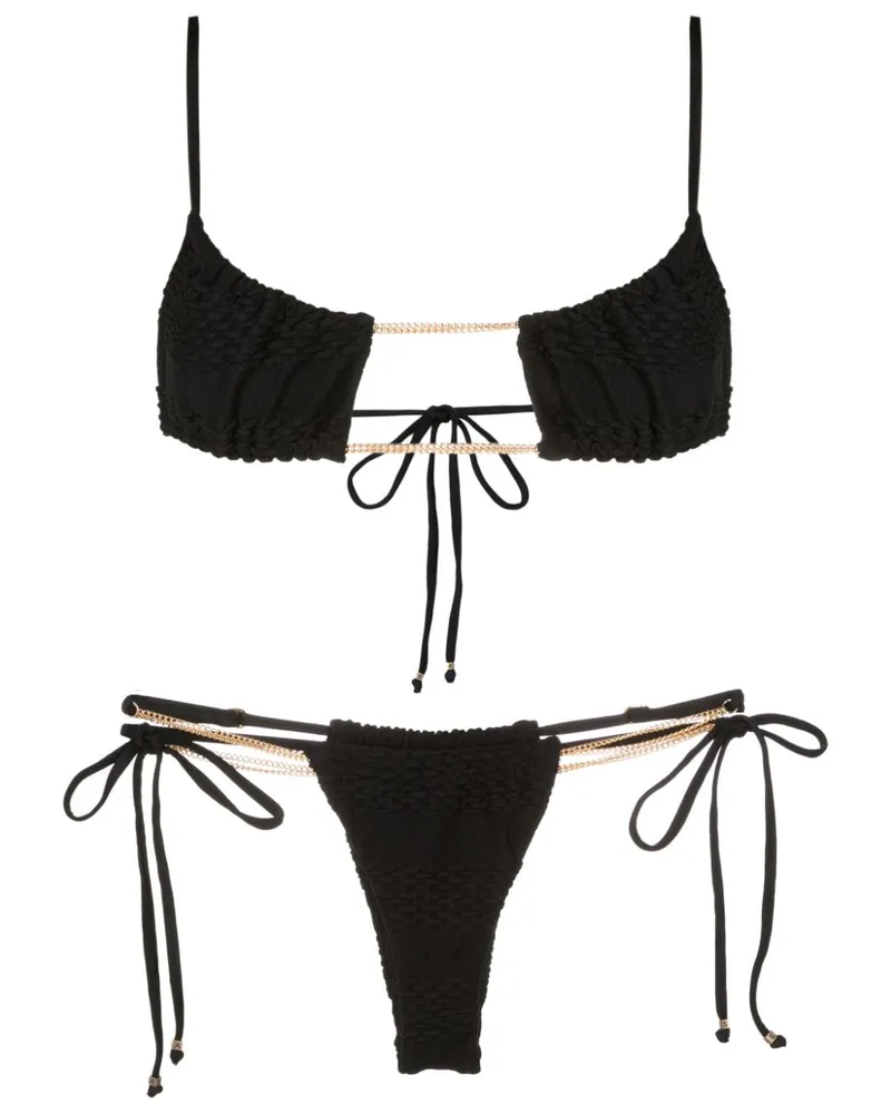 Amir Slama Bikini mit texturiertem Finish - Schwarz Schwarz