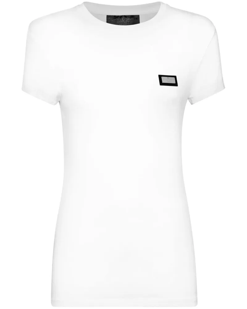 Philipp Plein T-Shirt mit Logo-Schild - Weiß Weiß