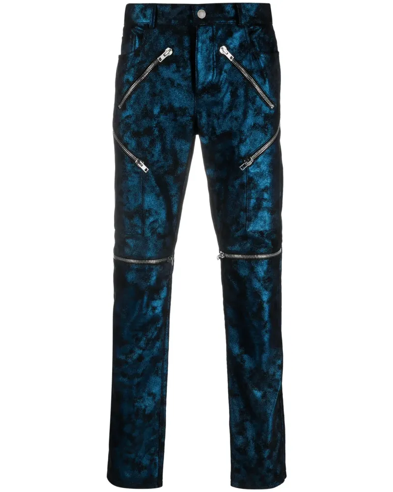 Moschino Wildlederhose mit Reißverschlusstaschen - Blau Blau