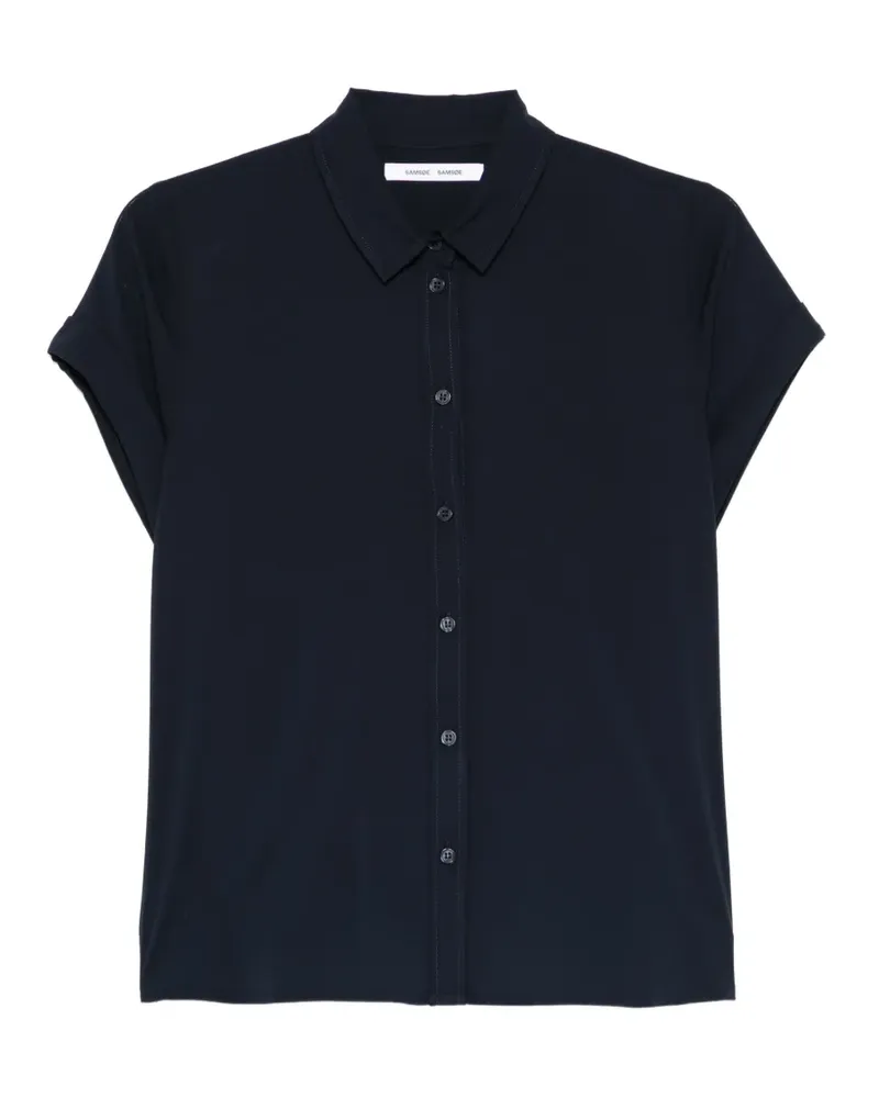 Samsøe & Samsøe Majan SS Hemd mit Umschlag - Blau Blau