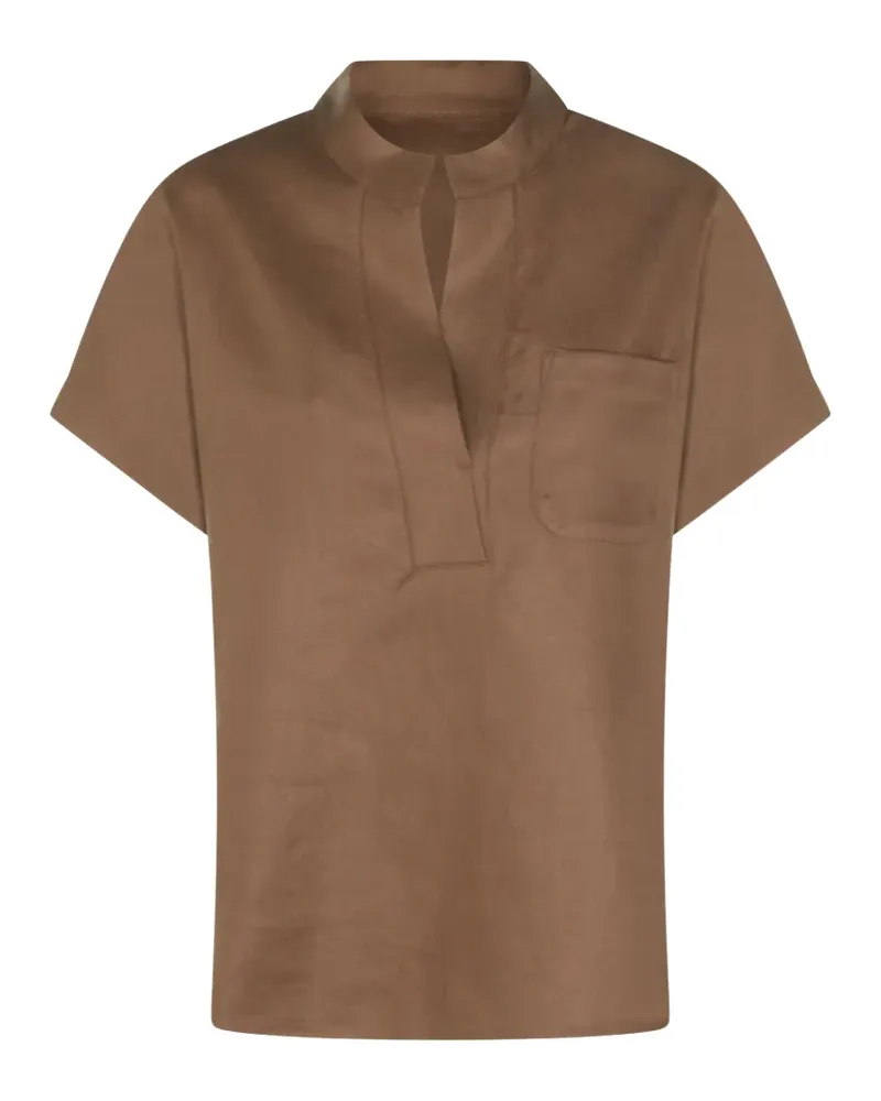 nine:inthe:morning Kragenloses Top mit Brusttasche - Braun Braun