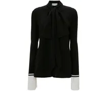 Seidenbluse mit Faltendetail - Schwarz