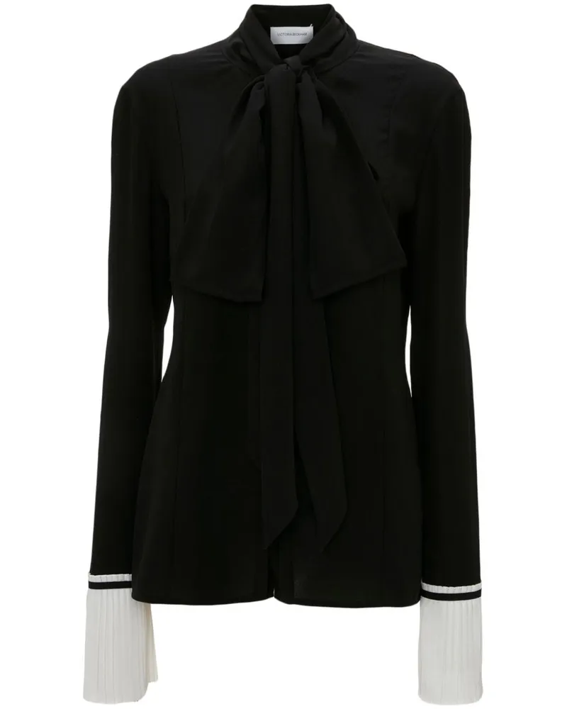 Victoria Beckham Seidenbluse mit Faltendetail - Schwarz Schwarz