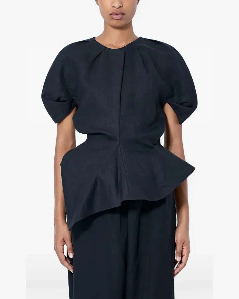 KHAITE Asymmetrische Rumi Bluse mit Puffärmeln - Schwarz Schwarz