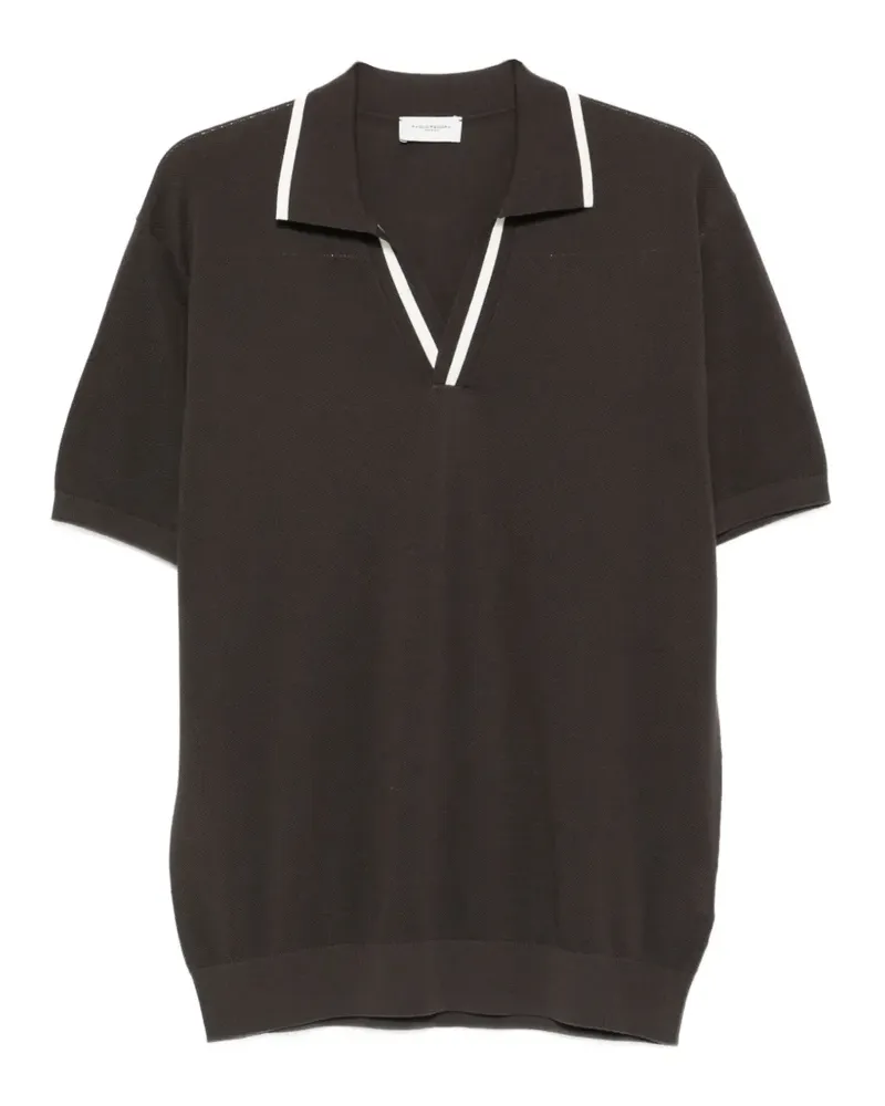 Paolo Pecora Milano T-Shirt mit V-Ausschnitt - Braun Braun