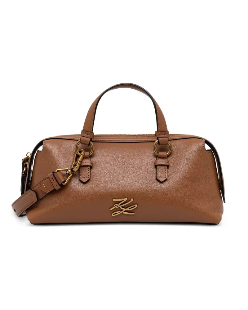 Karl Lagerfeld K/Autograph Tote Bag aus Leder mit Logoplakette - Braun Braun