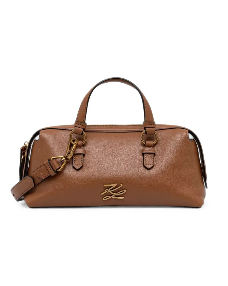 Karl Lagerfeld K/Autograph logo-plaque leather tote bag - Braun Braun