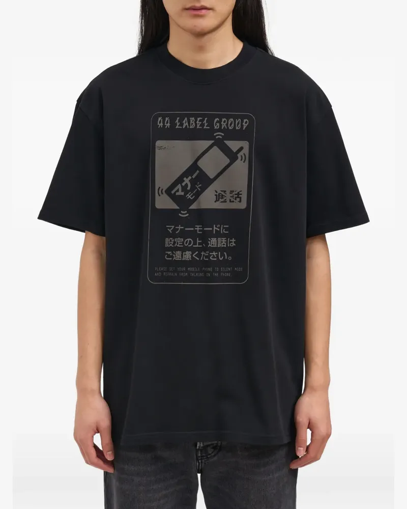 44 LABEL GROUP Mute Corrosion T-Shirt mit grafischem Print - Schwarz Schwarz