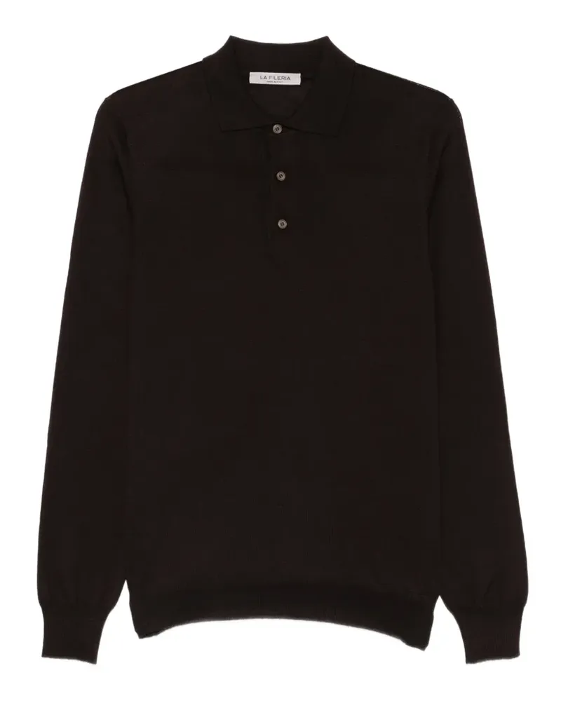 La Fileria Langärmeliges Poloshirt - Braun Braun