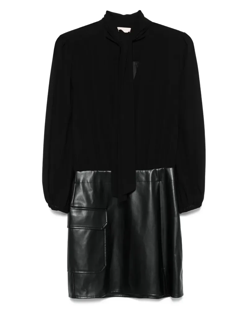 Liu Jo Lederkleid mit Schleifenkragen - Schwarz Schwarz