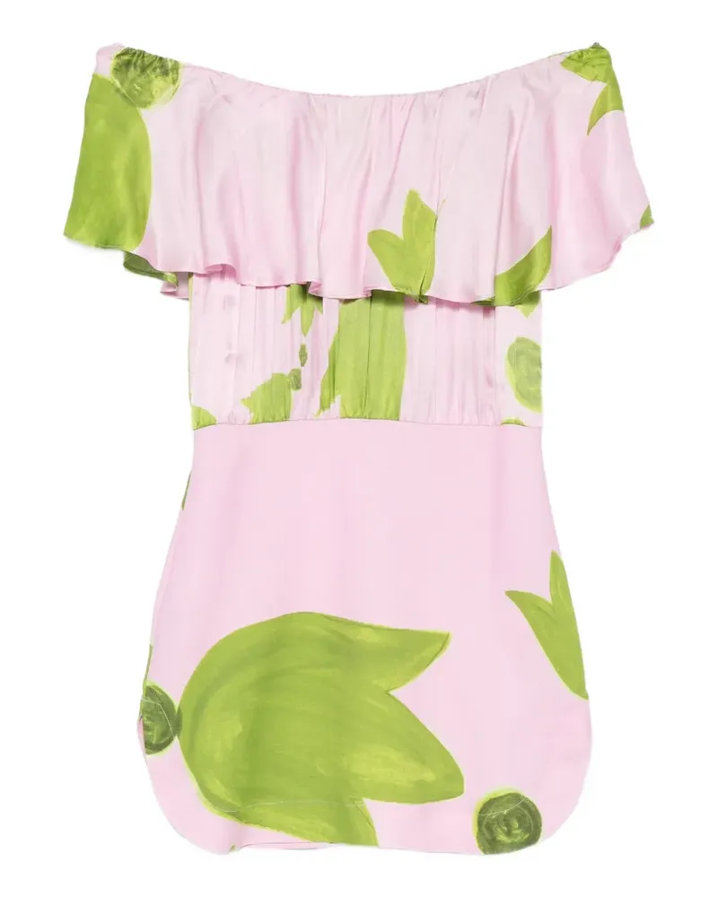 THEMIS Z Schulterfreies Eudora Minikleid mit Rüschen - Rosa Rosa
