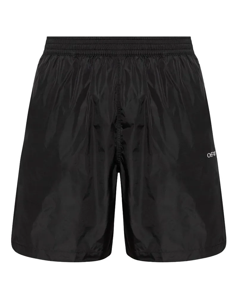 OFF-WHITE Badeshorts mit Logo-Print - Schwarz Schwarz