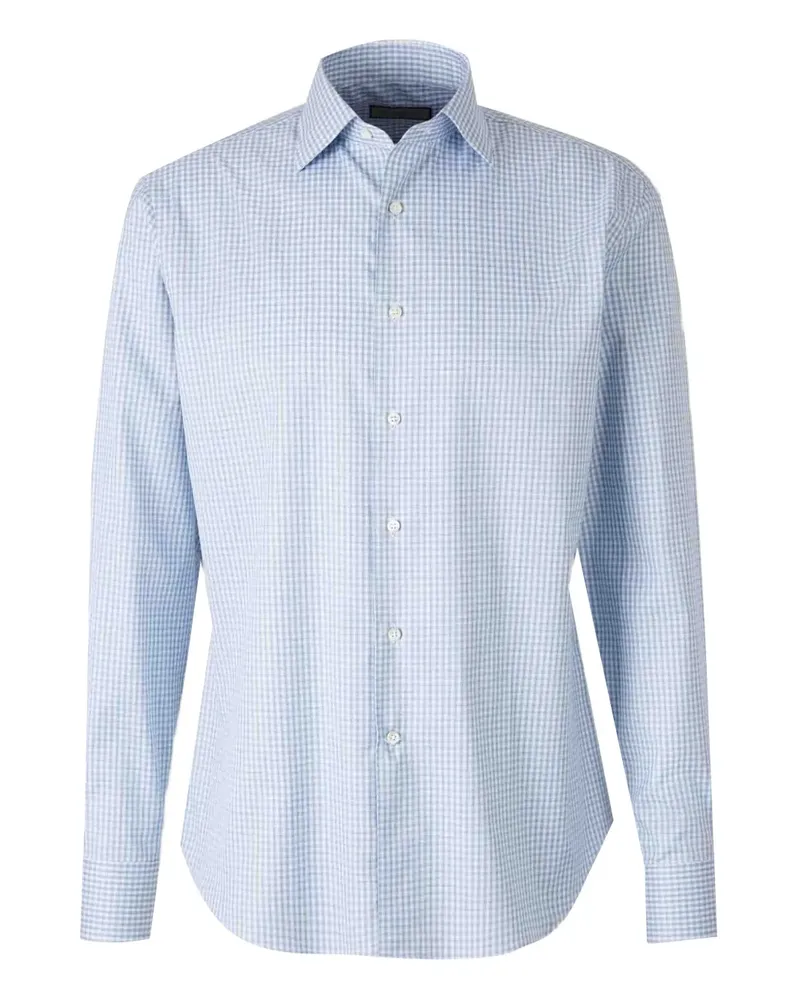 Canali Geripptes Hemd mit Knöpfen - Blau Blau
