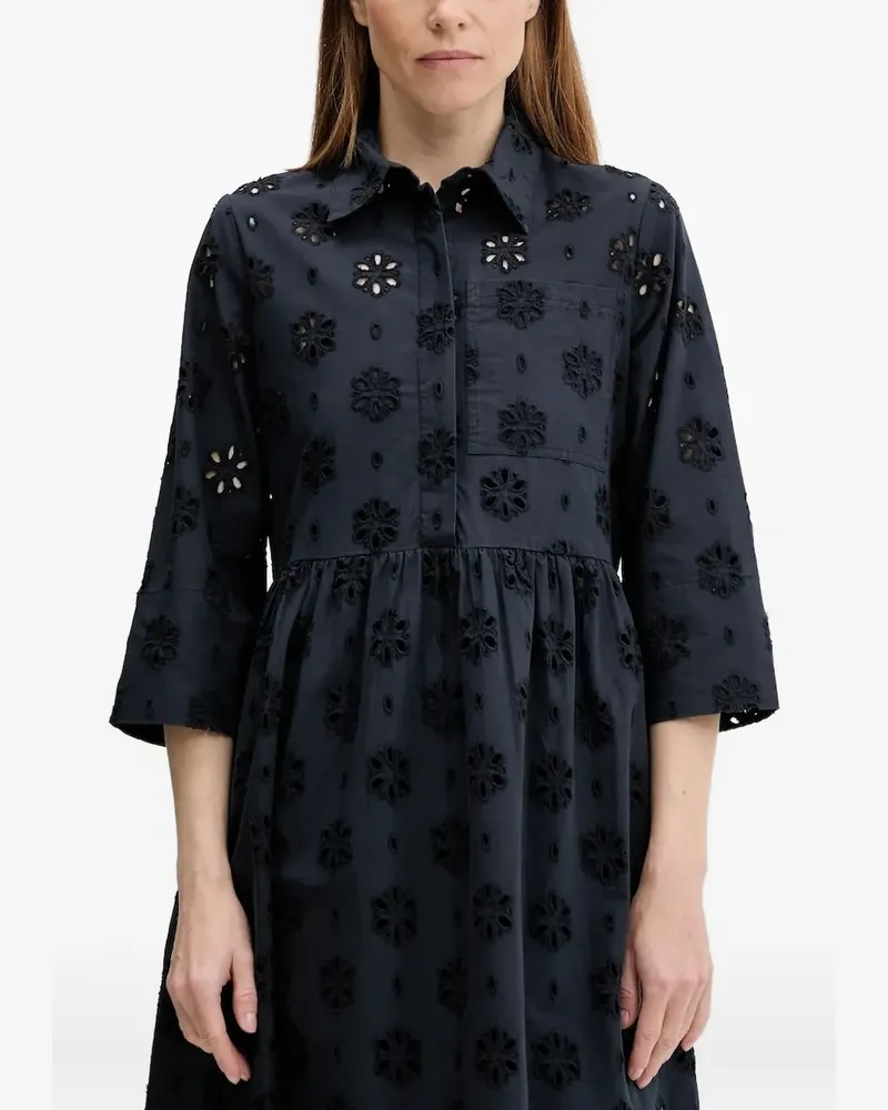 Barbour Midihemdkleid mit Lochstickerei - Blau Blau