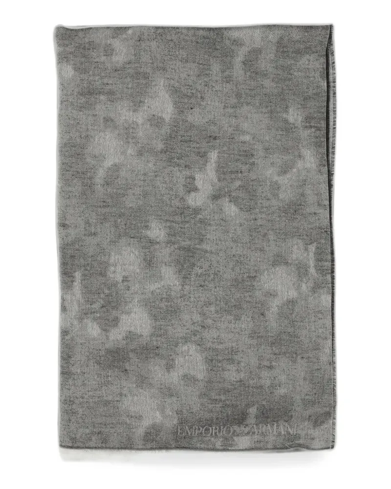 Emporio Armani logo-jacquard frayed scarf - Grau Grau