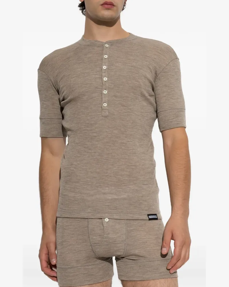 Dsquared2 wool henley T-shirt - Nude Nude