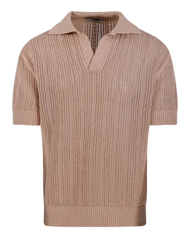 Altea V-neck short-sleeved knitted shirt - Nude Nude