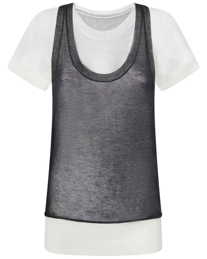 Pinko T-Shirt im Layering-Look - Weiß Weiß