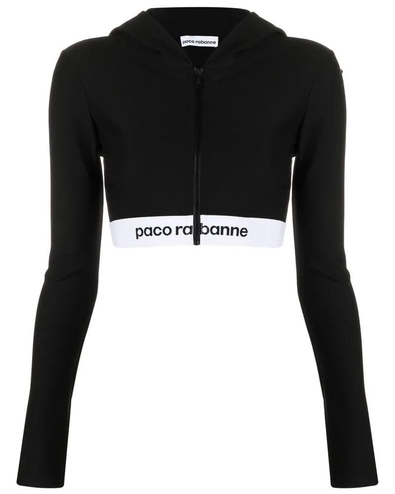 Paco Rabanne Cropped-Hoodie - Schwarz Schwarz