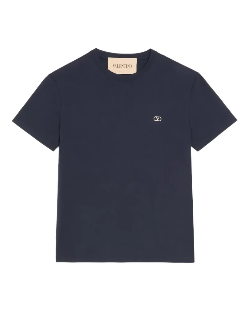 Valentino Garavani cotton T-shirt with VLogo embroidery - Blau Blau