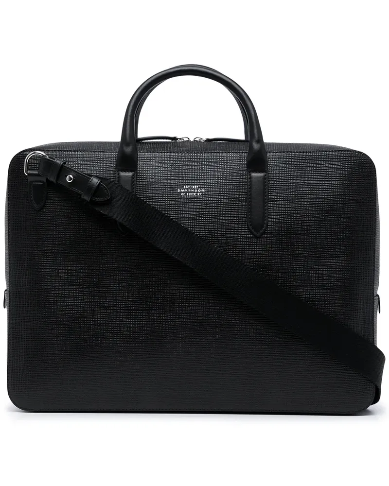 Smythson Strukturierte Laptoptasche - Schwarz Schwarz