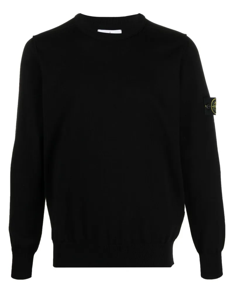 Stone Island Pullover mit Kompass-Patch - Schwarz Schwarz