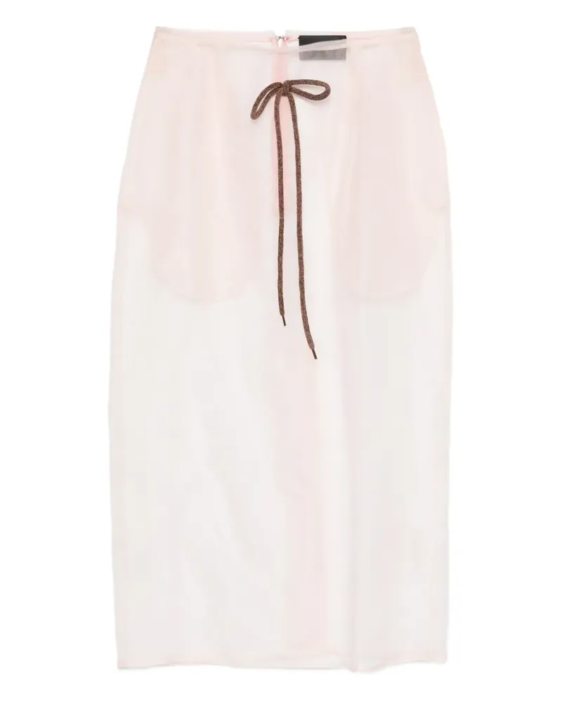 Simone Rocha sheer frayed column midi skirt - Rosa Rosa