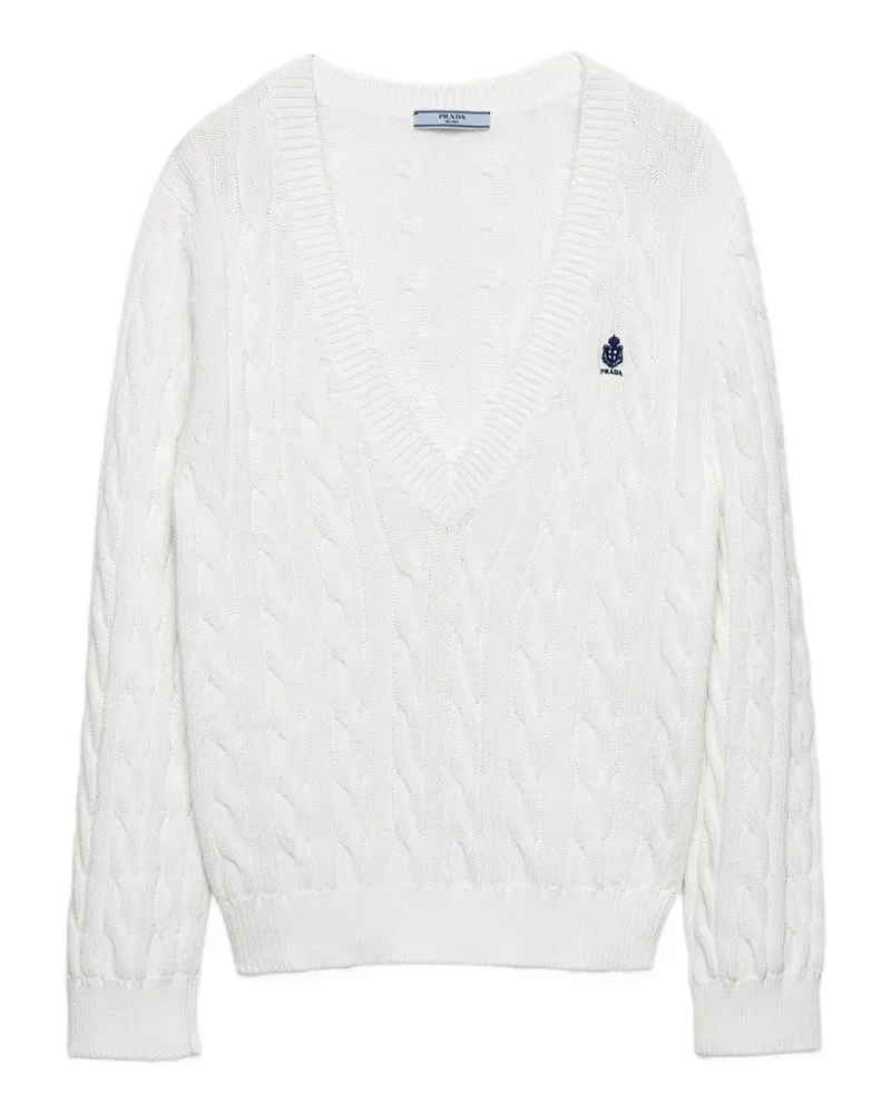 Prada Pullover mit Zopfmuster - Weiß Weiß