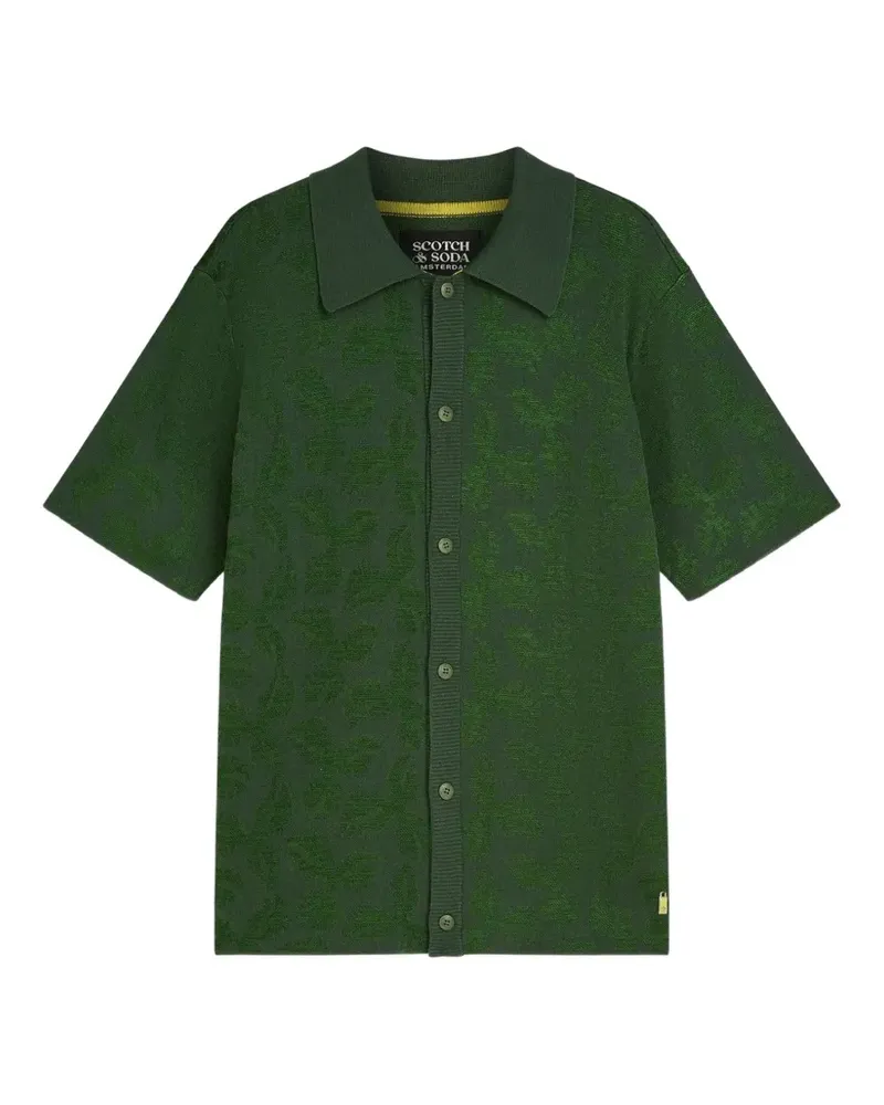 Scotch&Soda floral-jacquard short-sleeve shirt - Grün Grün