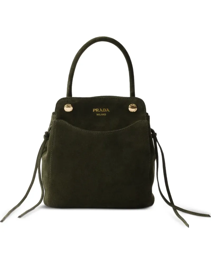 Prada Mini-Handtasche aus Wildleder tragen - Grün Grün