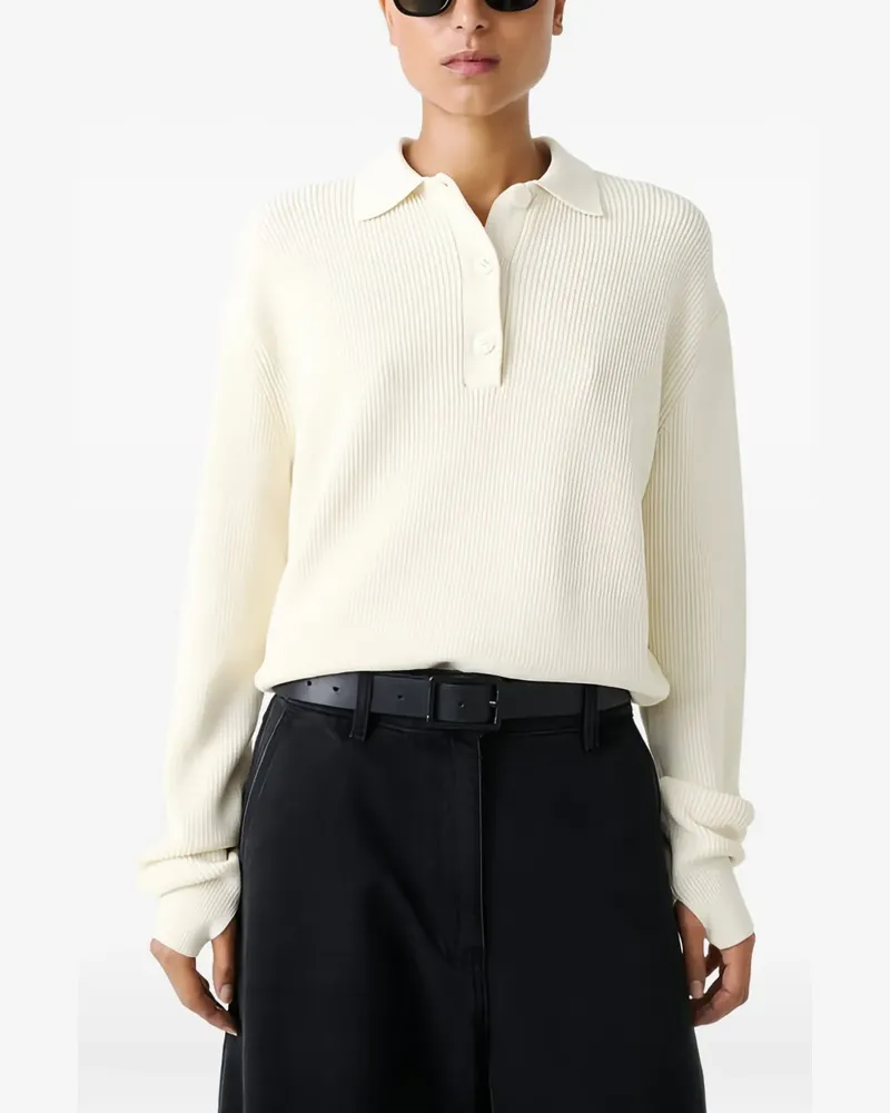 Studio Nicholson Geripptes Poloshirt - Weiß Weiß