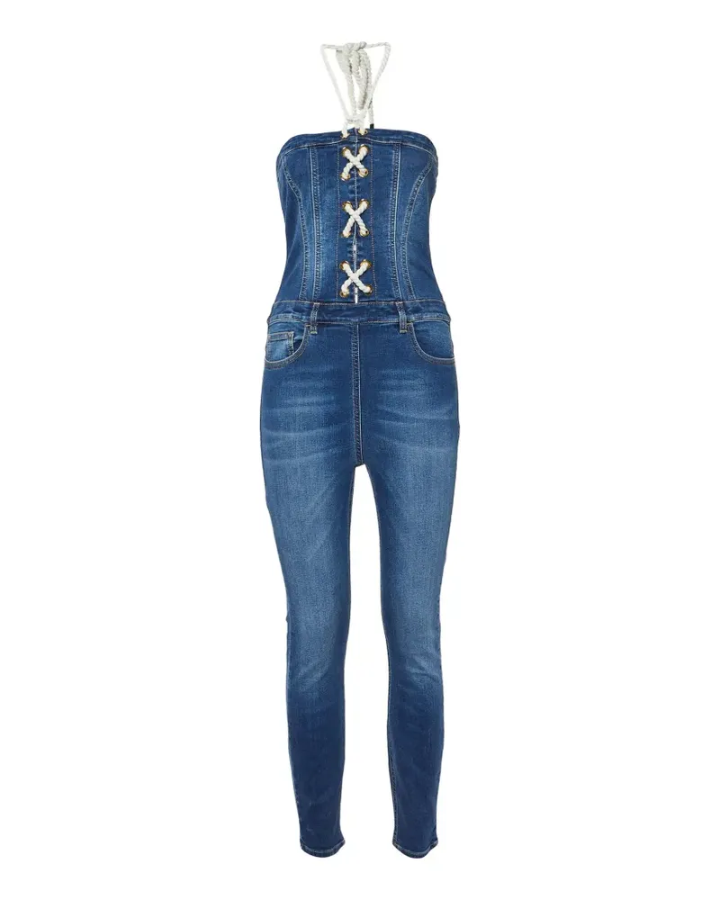 Elisabetta Franchi Schulterfreier Jumpsuit - Blau Blau
