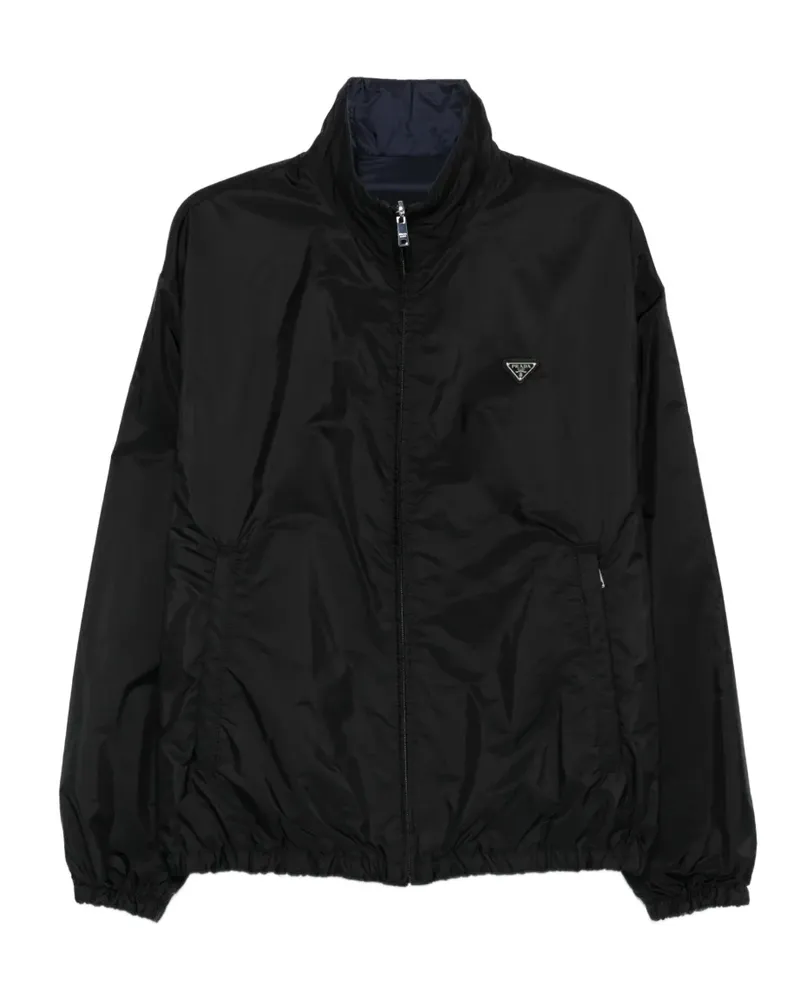 Prada logo-plaque zip-up jacket - Schwarz Schwarz
