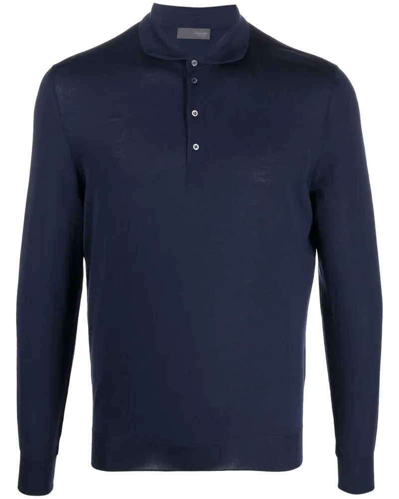 Drumohr  Langärmeliges Merino-Poloshirt - Blau Blau