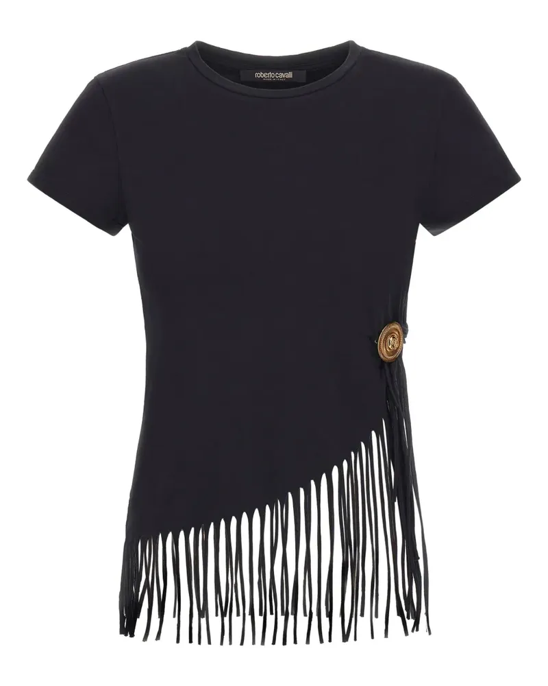 Roberto Cavalli T-Shirt mit Fransen - Schwarz Schwarz