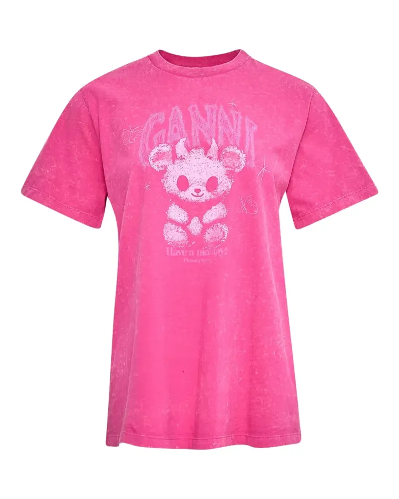 Ganni graphic-print T-shirt - Rosa Rosa