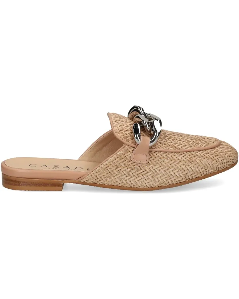 Casadei Pantoletten mit Kettendetail - Nude Nude