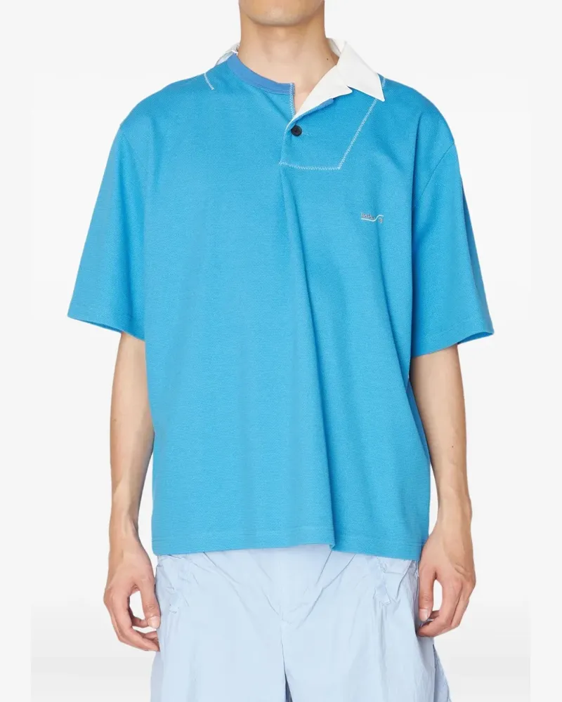 kolor Poloshirt mit Kontrastkragen - Blau Blau