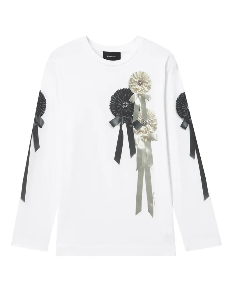 Simone Rocha Langarmshirt mit Rosette-Verzierung - Weiß Weiß