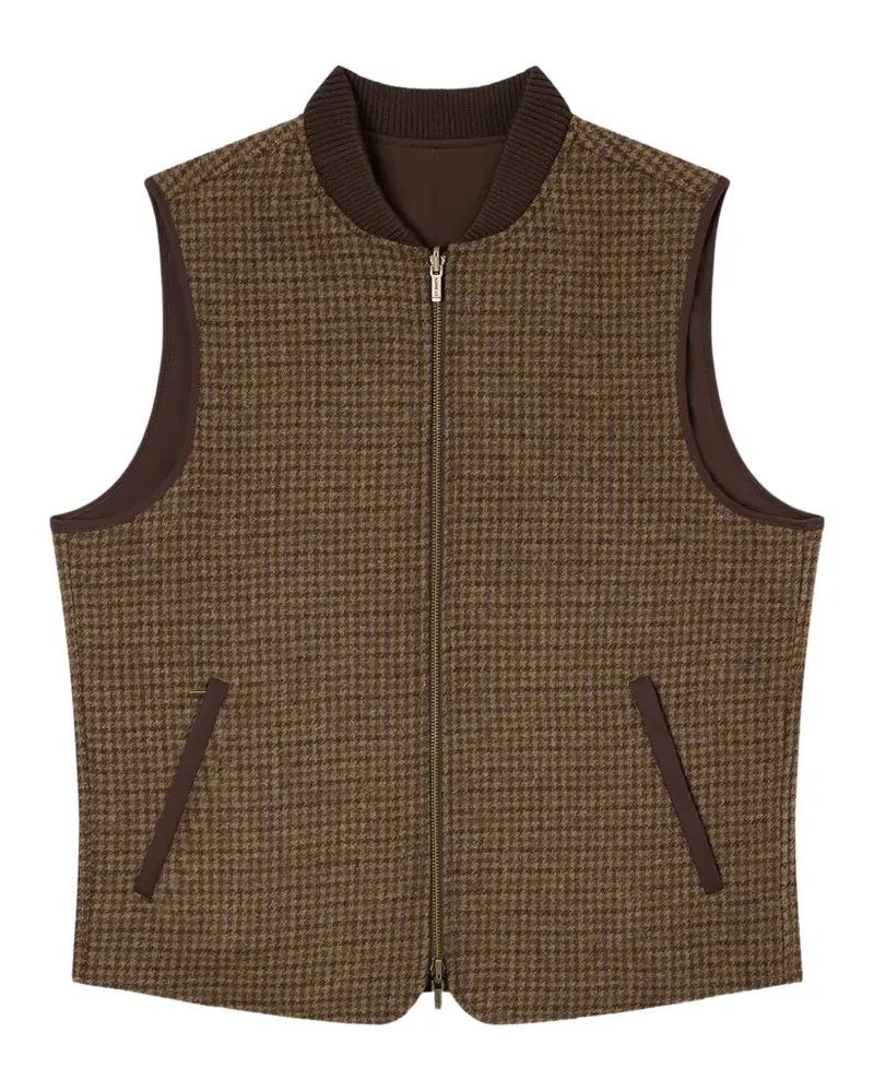 MC2 Saint Barth Spencer reversible houndstooth-pattern gilet - Braun Braun