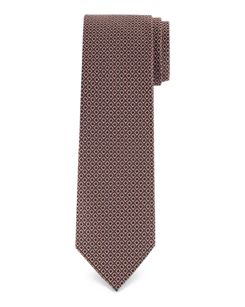 Brioni Geometrisch gemusterte Krawatte - Braun Braun