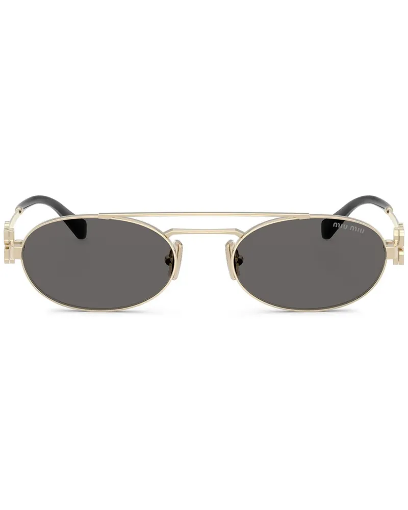 Miu Miu Sonnenbrille mit Logo - Gold Gold
