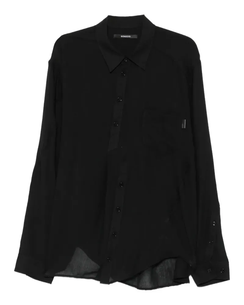 SONGZIO layered asymmetric-hem shirt - Schwarz Schwarz