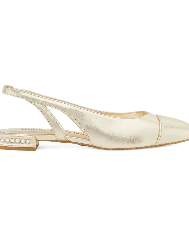Stuart Weitzman crystal-embellished cutout slingback - Gold Gold