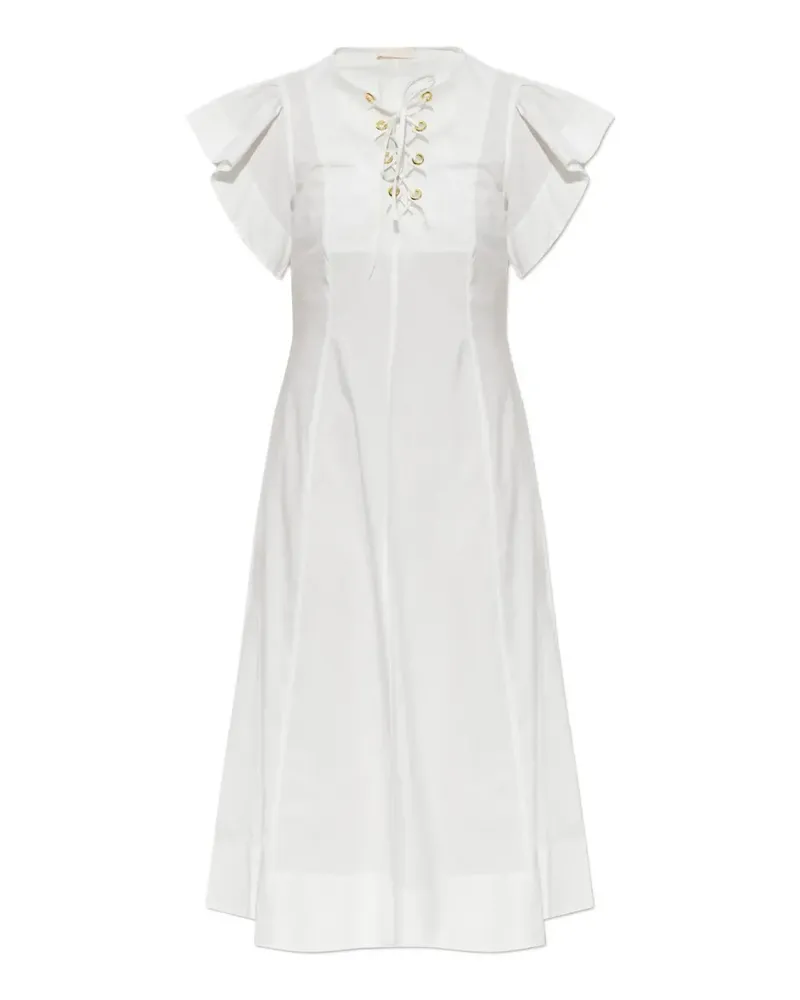 Ulla Johnson Odessa Midikleid mit Rüschenärmeln - Weiß Weiß