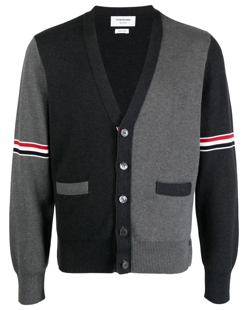 Thom Browne Cardigan in Colour-Block-Optik - Grau Grau