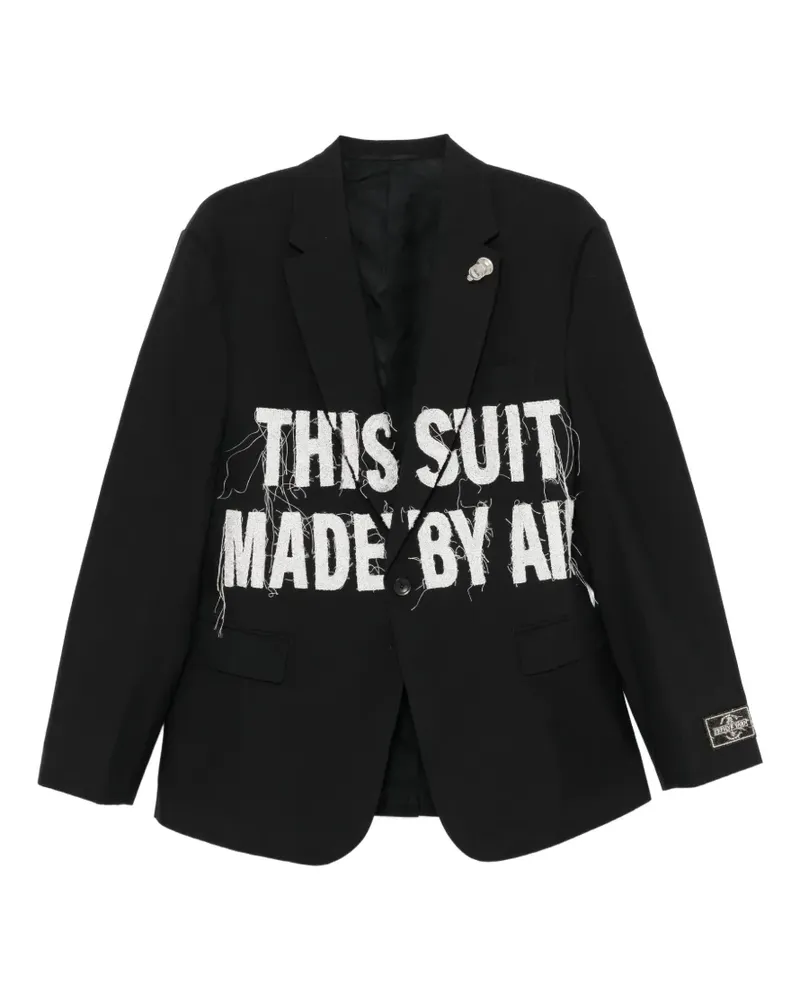 Doublet slogan-print distressed blazer - Schwarz Schwarz